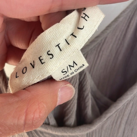 Lovestitch Gauze Linen Maxi Dress Size Small Gray/Brown With Adjustable Straps - Picture 4 of 5